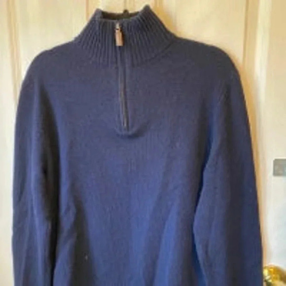 J.Crew Lambswool 1/4 Zip Casual Blue Sweater Men Sz M Stretch Pullover Navy Blue - Picture 6 of 6